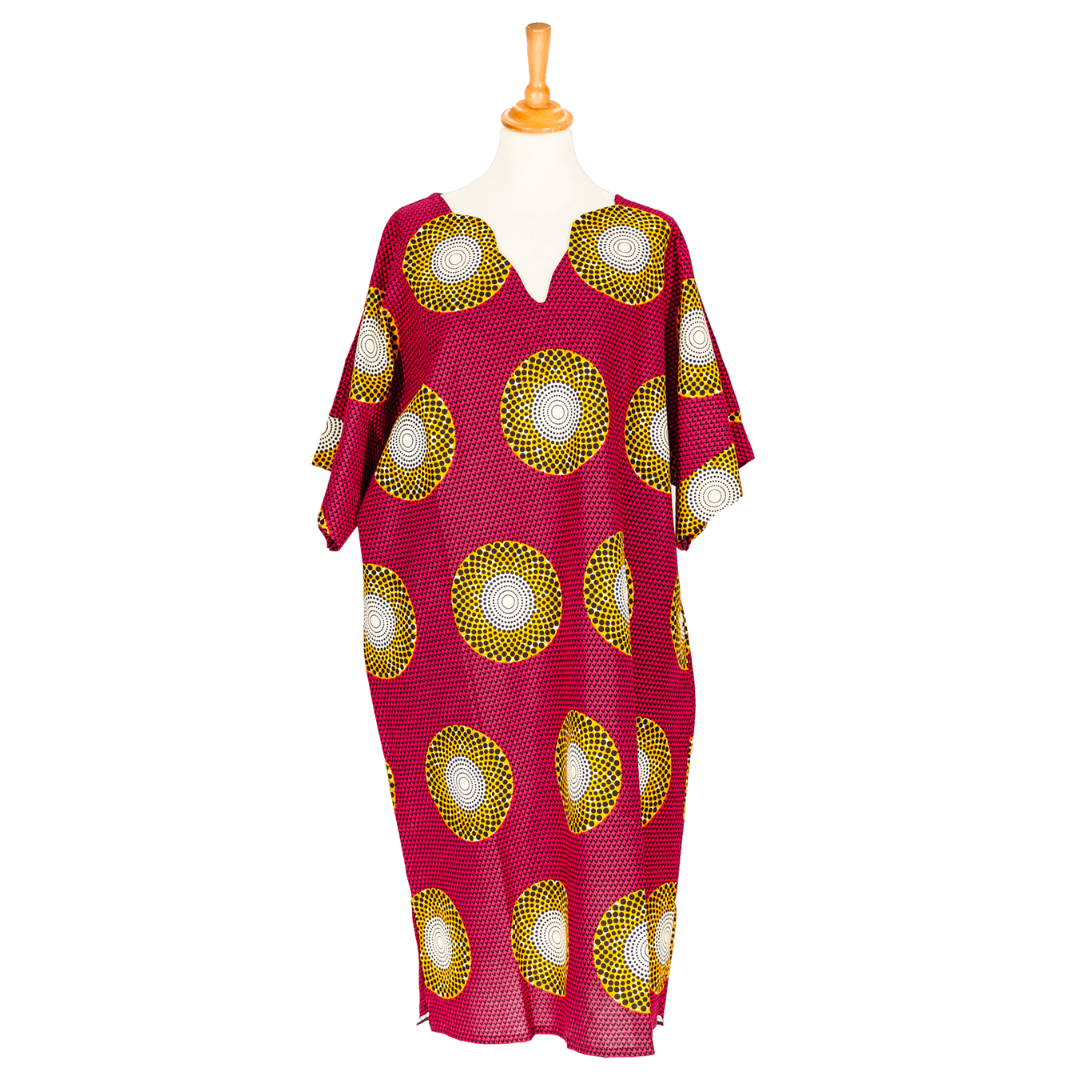 tunique rose avec motifs jaunes