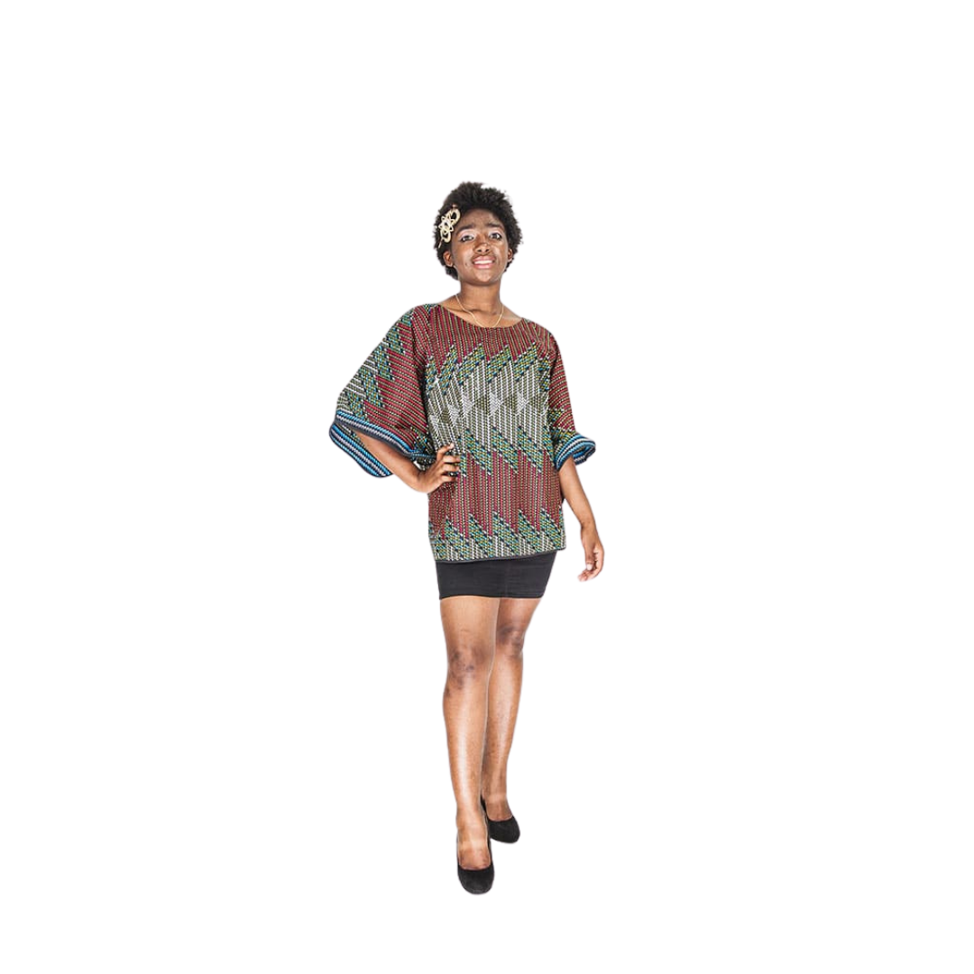 Blouse amples motifs géométriques