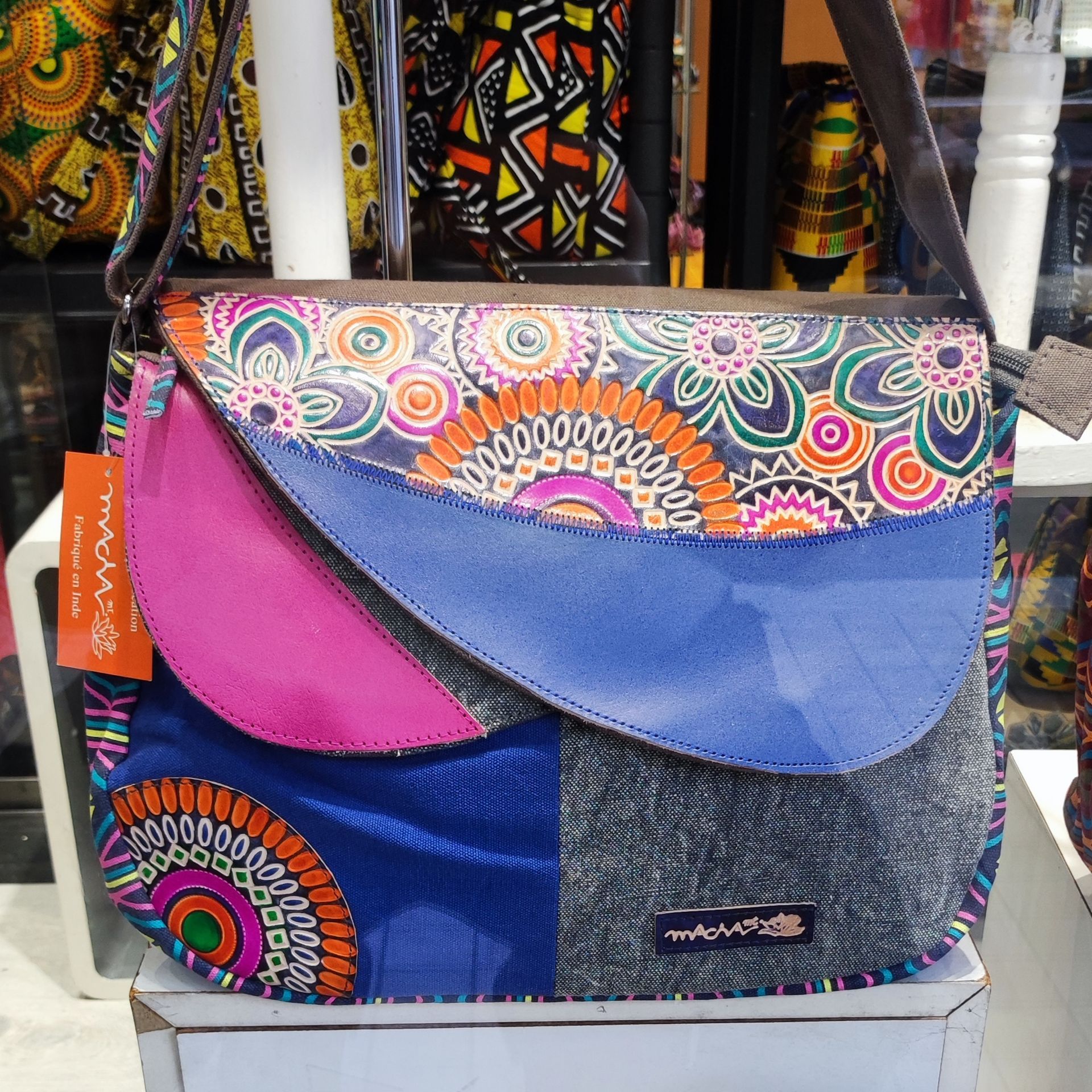 Sac à bandouilière rose et bleu