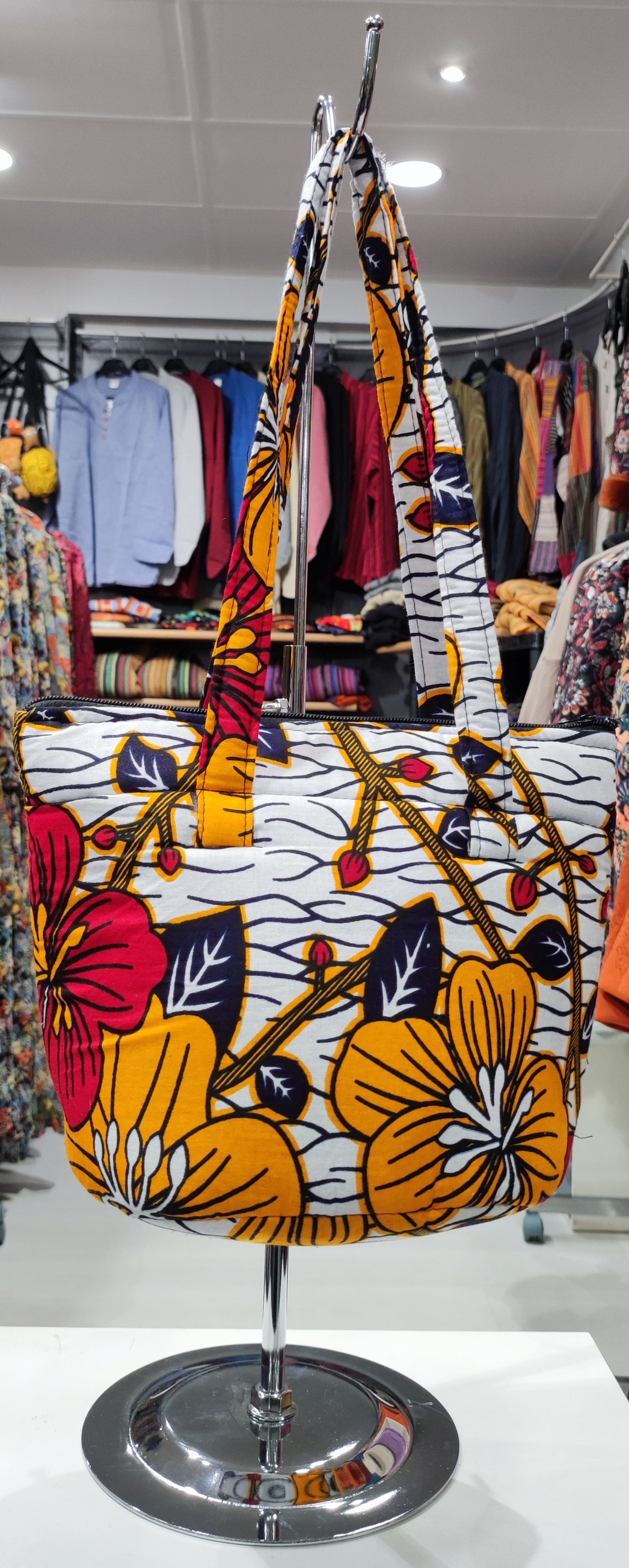 Sac à mains motifs fleur jaune et orange