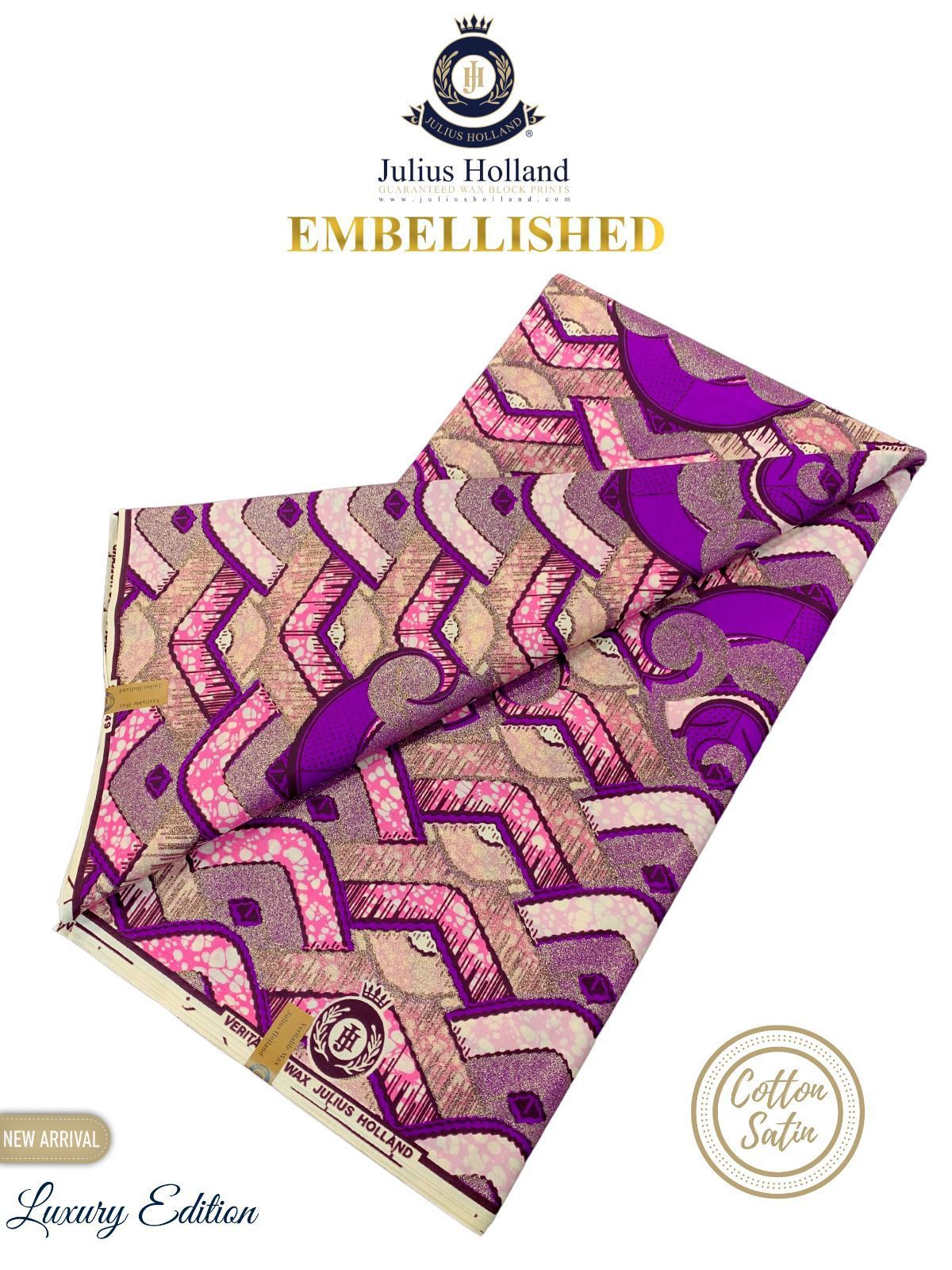 Tissu motif vague violet et rose