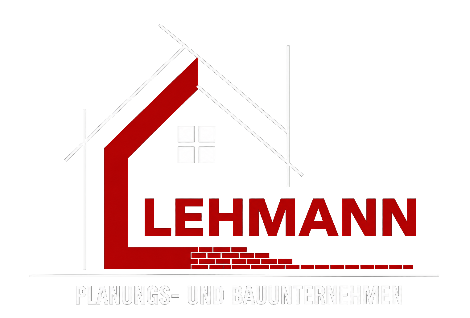 Rotes LEHMANN-Immobilienlogo mit Hausdachumriss und Backsteinsockel auf weißem Hintergrund