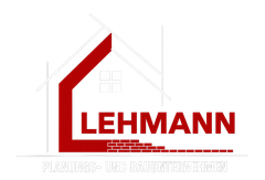 Rotes LEHMANN-Immobilienlogo mit Hausdachumriss und Backsteinsockel auf weißem Hintergrund