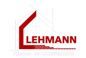 LEHMANN-Logo mit roter Hausdachumrisslinie und grauen Gebäudelinien auf weißem Hintergrund