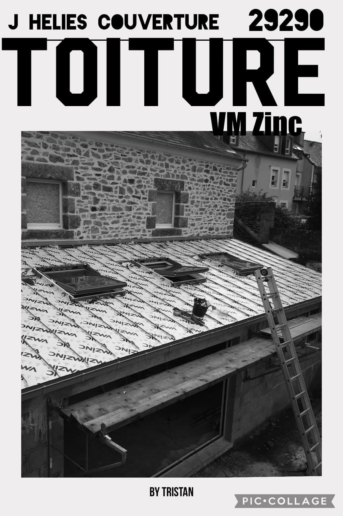Chantier pour un toit en zinc