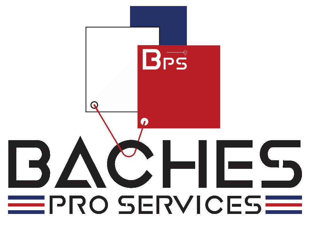 Logo pour BACHES PRO SERVICES : texte sous un graphique de trois carrés.