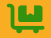 Un icono de carrito de compras verde sobre un fondo amarillo.