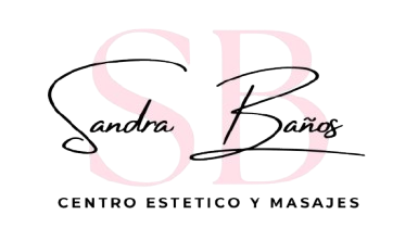 Logotipo de Sandra Baros, con iniciales rosas y el texto &ldquo;Centro de Est&eacute;tica y Masajes&rdquo;.