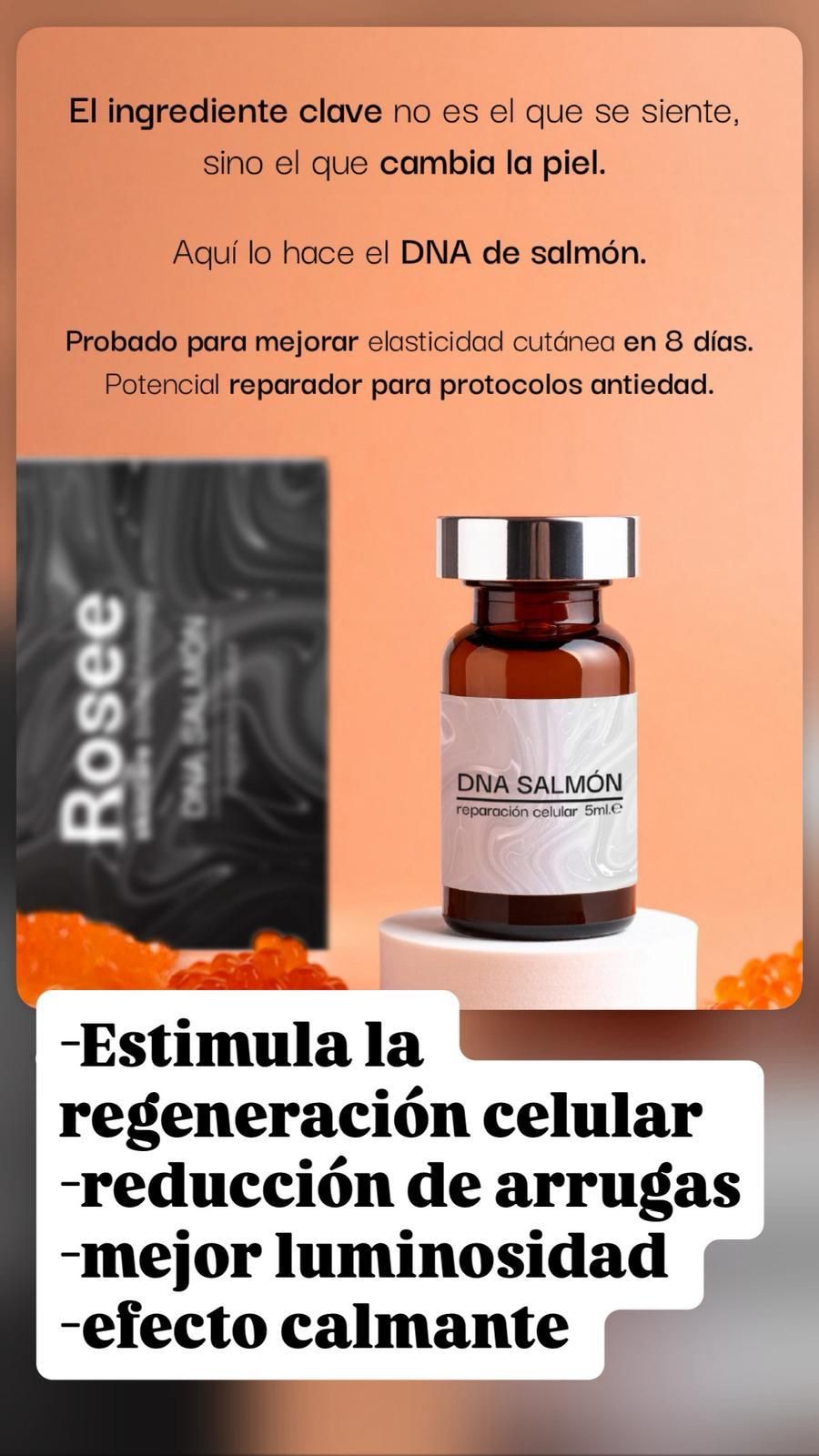 Sérum facial rosa en envase blanco y rosa con texto: estimula regeneración, reduce arrugas y aporta luminosidad.