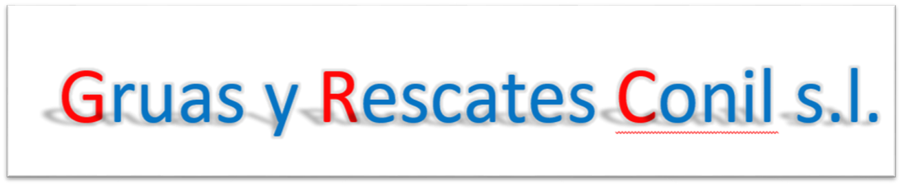 "Gruas y Rescates Conil s.l." in blue and red text.