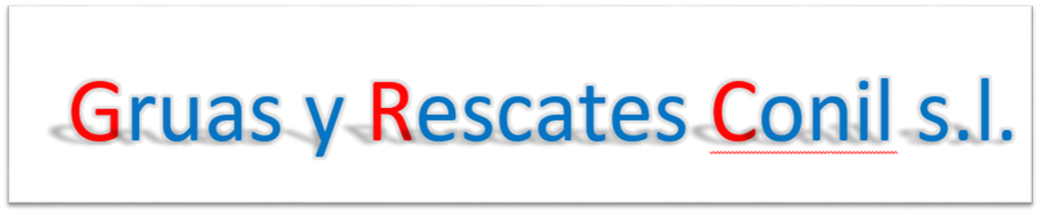 "Gruas y Rescates Conil s.l." in blue and red text.