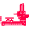 Un dibujo animado de una máquina de color rojo sobre un fondo blanco.