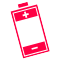 Una batería de teléfono celular de color rojo con un signo más en ella.