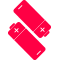 Dos baterías rojas con una cruz sobre un fondo blanco.