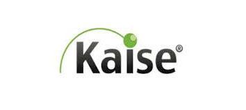 Un logotipo para una empresa llamada Kaise con un círculo verde en el medio.