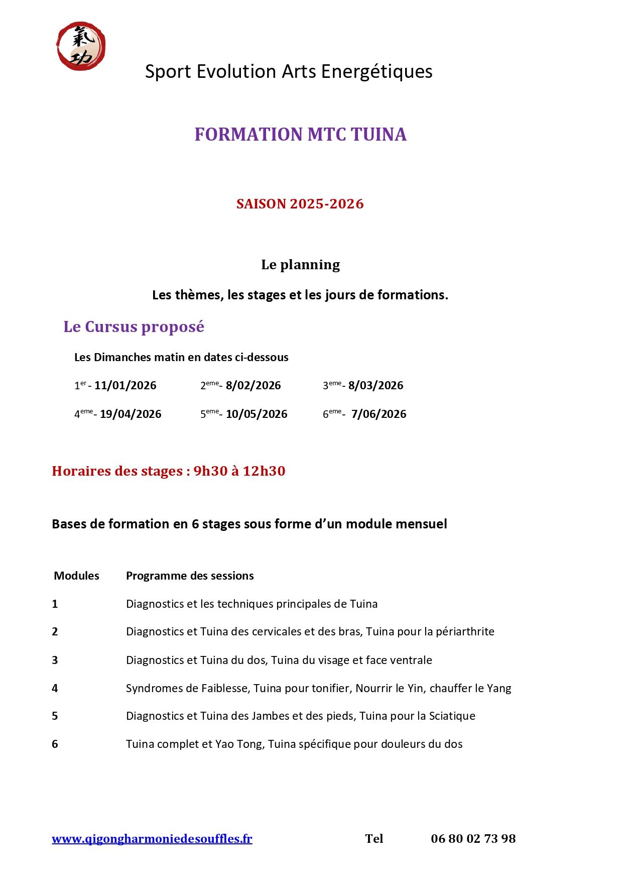 Formation MTC TUINA