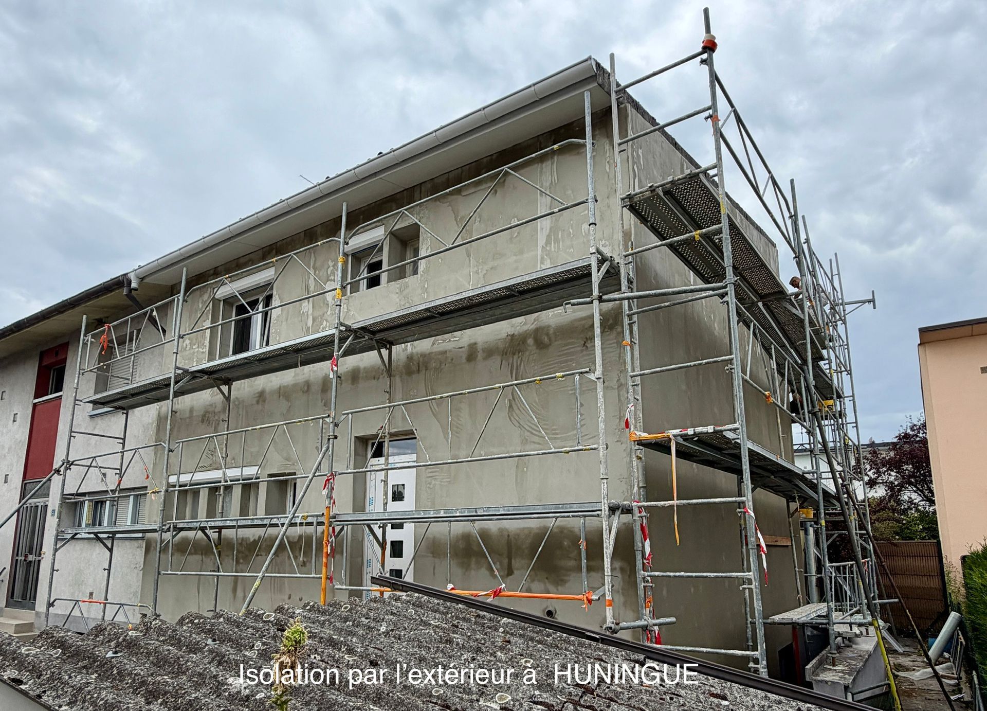 HUNINGUE - Chantier d'isolation par l'extérieur Artisan façadier Haut Rhin - Mur manteau