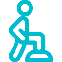 Un icono azul de una persona ejercitándose.