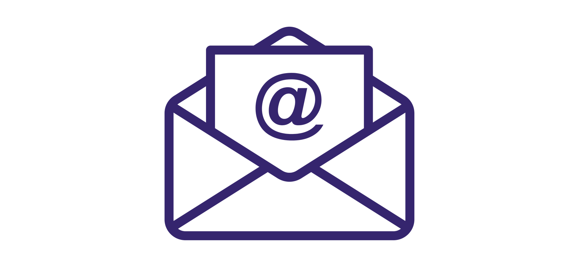 Envelope with an @ symbol representing email.