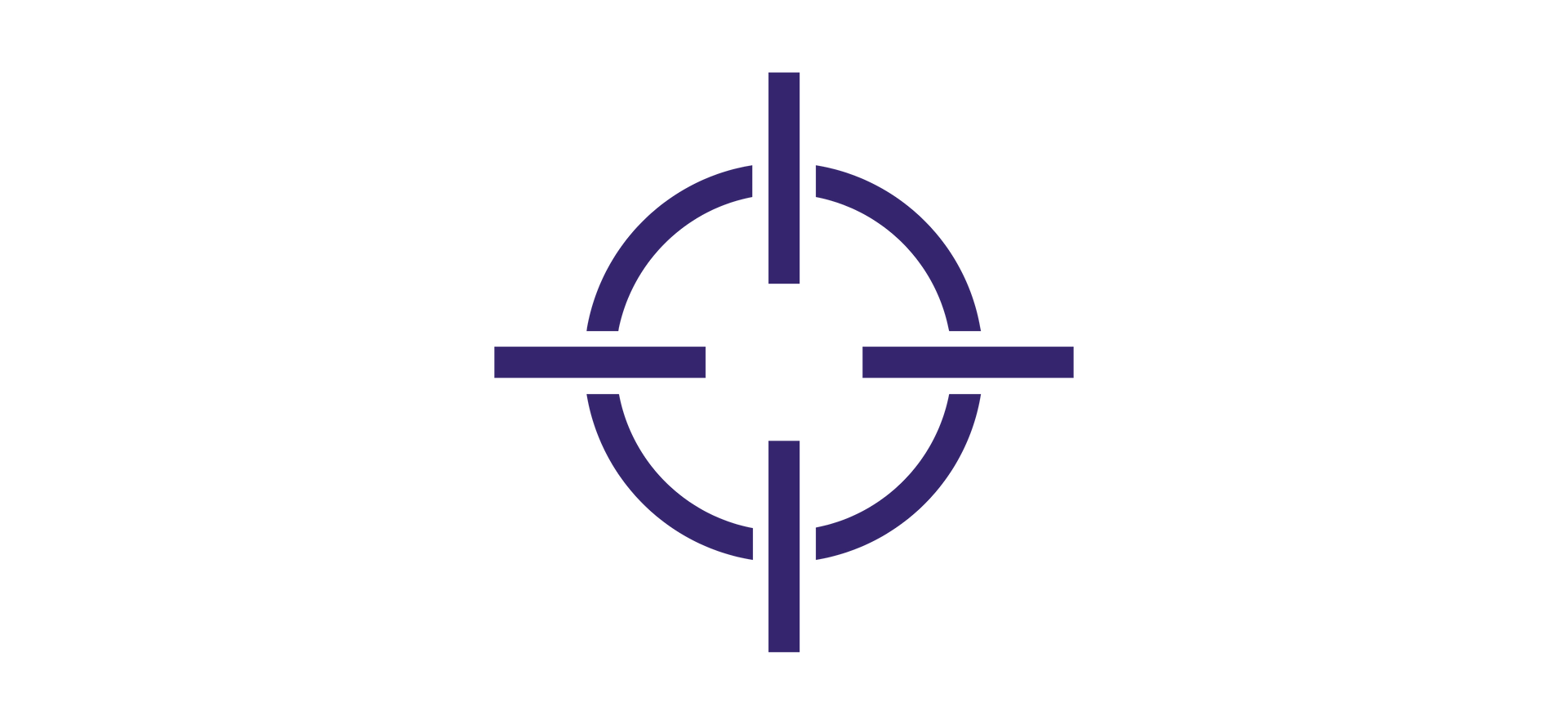 Crosshair icon, dark blue on white background.