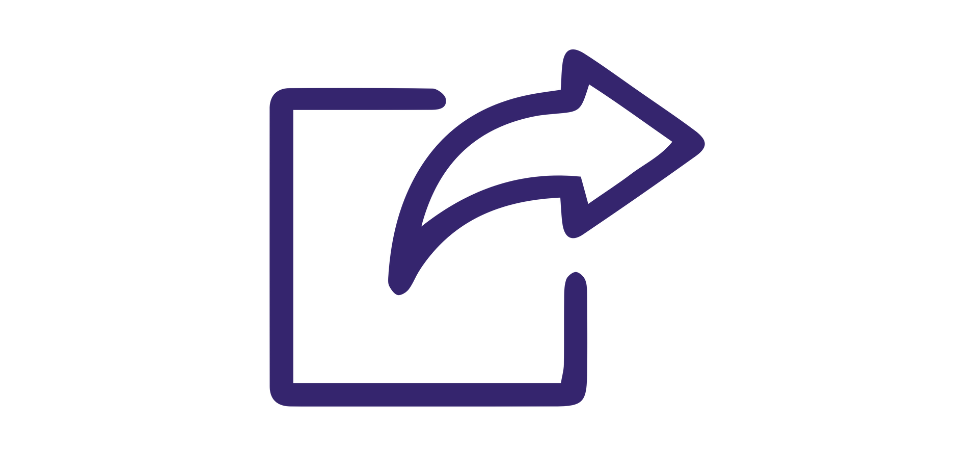 Purple box with an outward-facing arrow, indicating share or export functionality.