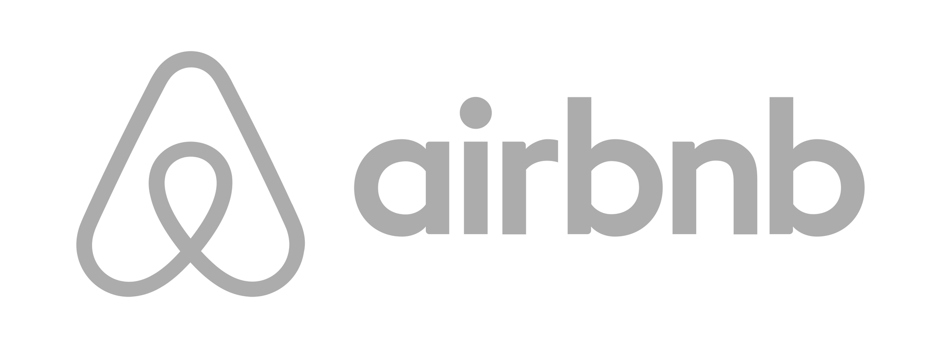 The airbnb logo is gray and white on a white background.