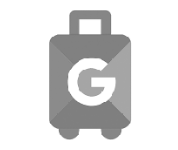 A suitcase with the letter g on it.