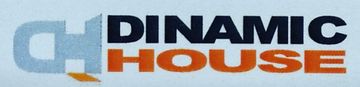 Un logotipo de casa dinámico sobre un fondo blanco.