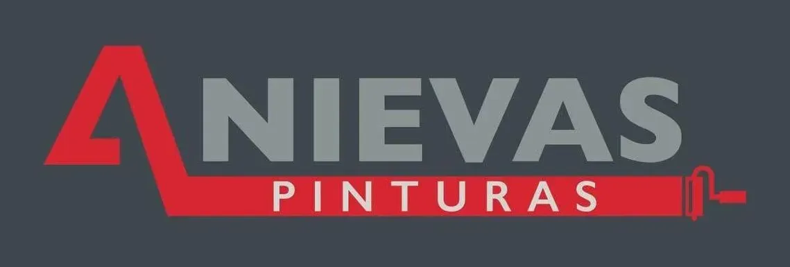 A gray and red logo for nievas pinturas
