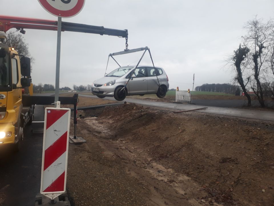 Abschleppen auf einer Baustelle