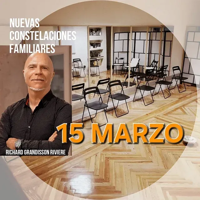 An advertisement for nuevas constelaciones familiares on 15 marzo