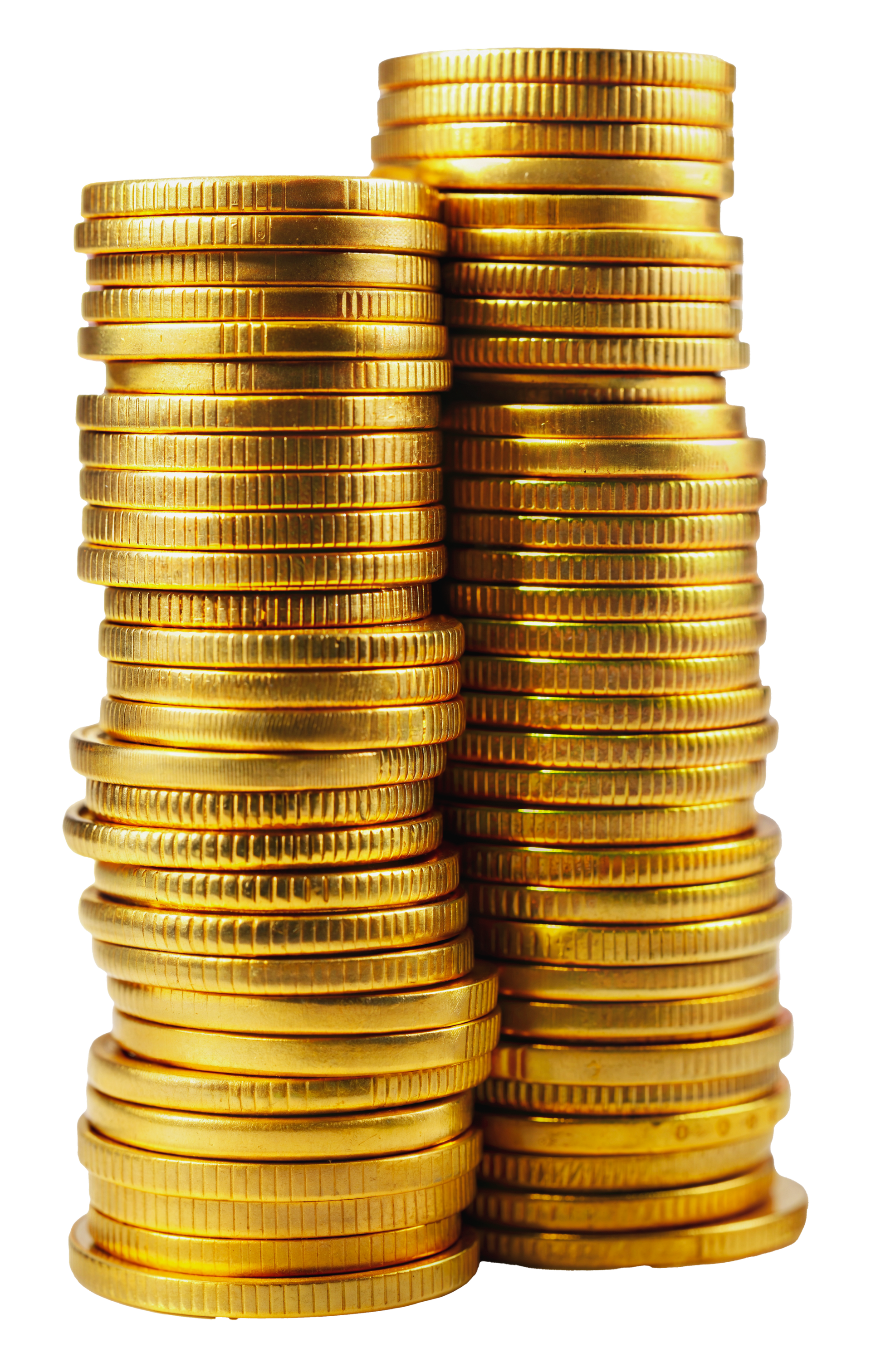 Deux piles de pièces d'or