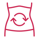 Icône de machine à laver rose avec des flèches circulaires, indiquant un rafraîchissement du linge ou un cycle de lavage