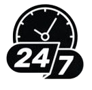 Service 24h/24 et 7j/7 avec horloge