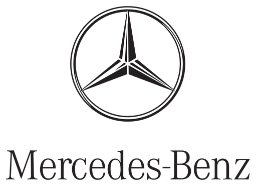El logotipo de Mercedes-Benz, que presenta una estrella de tres puntas encerrada en un círculo, centrada sobre el nombre de la marca.