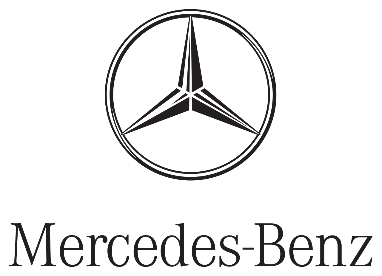 El logotipo de Mercedes-Benz, que presenta una estrella de tres puntas encerrada en un círculo, centrada sobre el nombre de la marca.