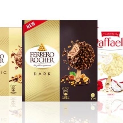 Tres cajas de helado Ferrero Rocher Dark y Rafael