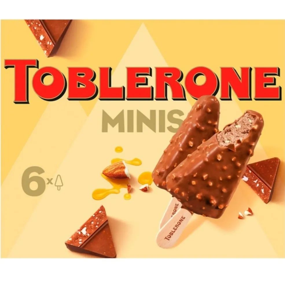 Una caja de barras de helado Toblerone minis