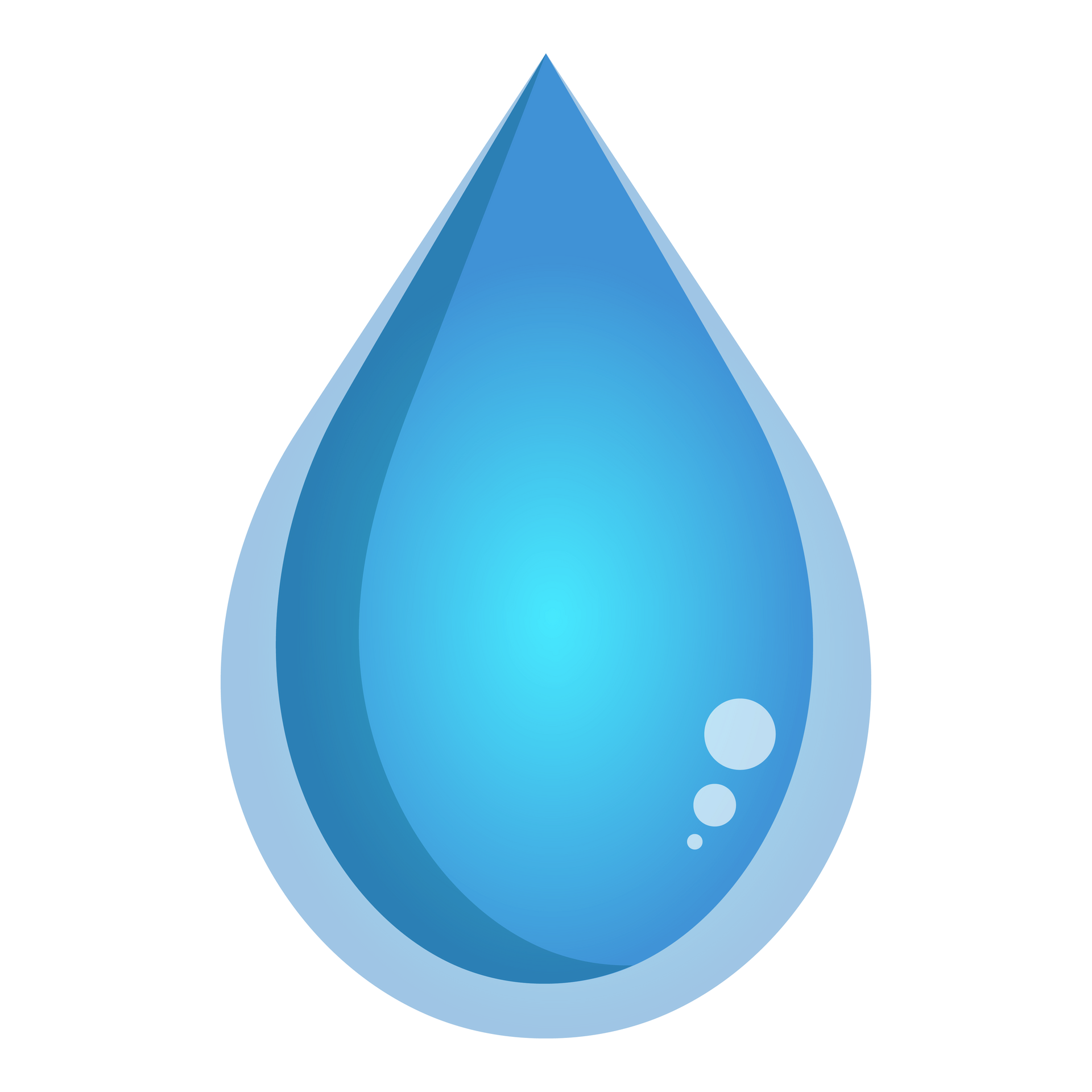 Goutte d'eau bleue avec contour et reflets bleu clair.