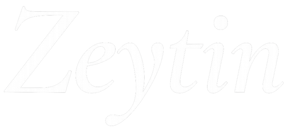 Hellgraues „Zeytim“-Schriftzuglogo auf weißem Hintergrund