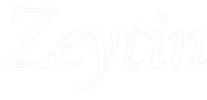 Hellgraues „Zeytim“-Schriftzuglogo auf weißem Hintergrund