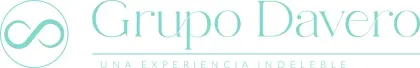 El logotipo azul claro de Grupo Davero, que presenta un s&iacute;mbolo de infinito dentro de un c&iacute;rculo junto al nombre de la empresa.