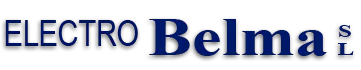 Logotipo de ELECTRO Belma SL, proveedor autorizado de ABB, con texto azul sobre fondo blanco.