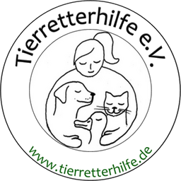 Logo: Frau umarmt Hund, Katze und Ente, mit dem Text 