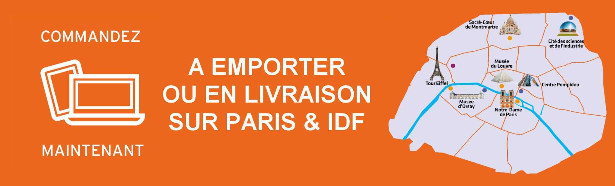 Zone d'intervention sur fond orange pour la livraison de glaçons et glace pilée