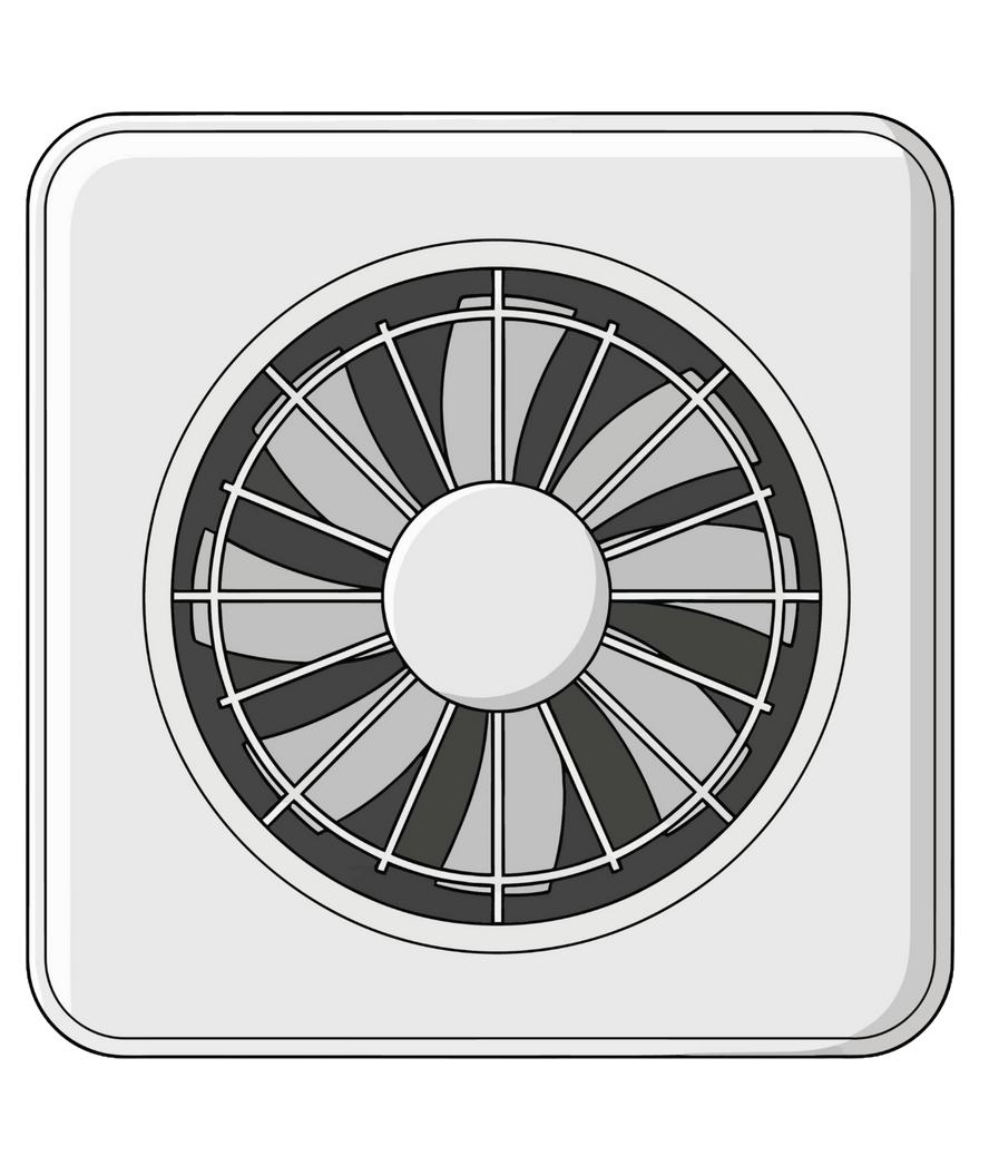 Un éventail circulaire noir et blanc au centre