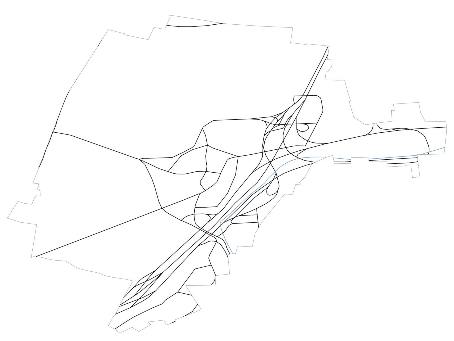 Carte minimaliste au trait noir avec les inscriptions Roissy-en-France, Val-d'Oise