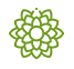 Un icono verde de una flor sobre un fondo blanco.