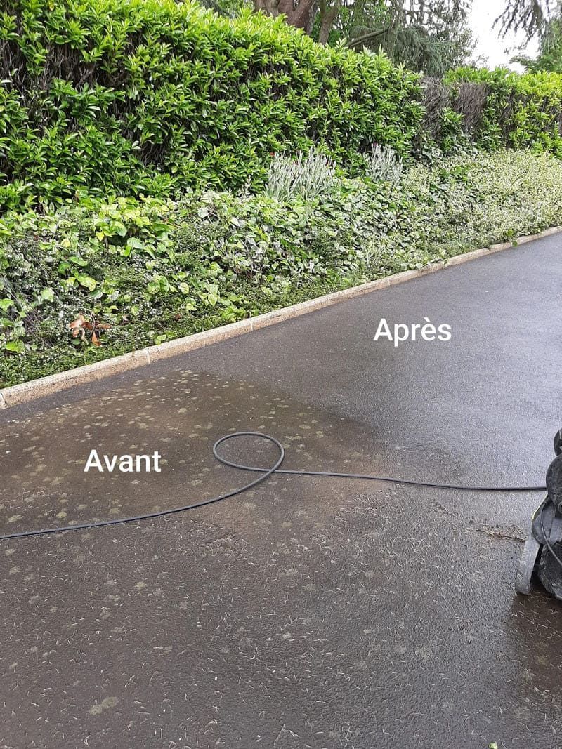 Nettoayge d'une cours avant et après