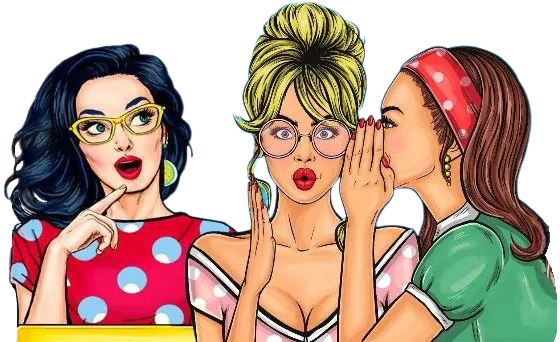 Illustration de femmes qui se chuchotent à l'oreille.